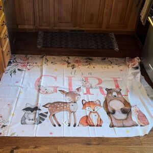 Floral Woodland “It’s a Girl” - Fabric backdrop brand new